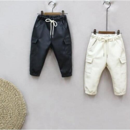 2020 new style girls pu leather long pants cotton winter fashion girls pants 2-7t YC999
