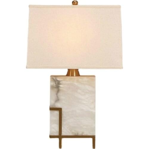 European Light Luxury Marble Base Desk Lamp Living Room Table Decoration Bedroom Beside Light Study Eye Protection Lamp E27 Bulb