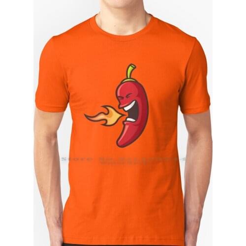 Flaming Chili Pepper T Shirt 100% Pure Cotton Pepper Chilli Paprika Flames Burning Jalape?o Hot Jalapeno Fire Breathing Food