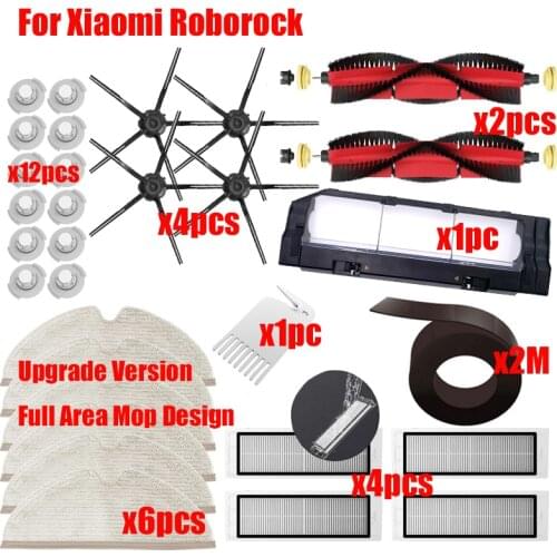 HEPA Filter Main Brush Mop Cloth Side Brush For Xiaomi Roborock S50 S51 S55 S5 Max S6 S60 S6 Pure S6 maxV E25 E35 Vacuum Parts