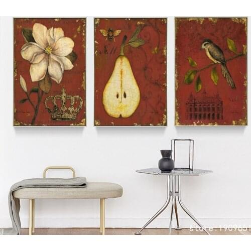 Cotton no frame pastoral pear flower bird canvas printings oil painting printed on cotton home wall art decoration pictures
