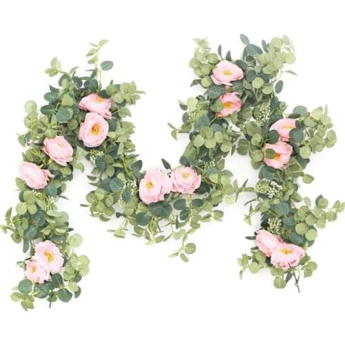 2M Eucalyptus Vine Artificial Flowers Plants Fake Garland Hanging for Wedding Home Office Party Garden Craft Art Decor
