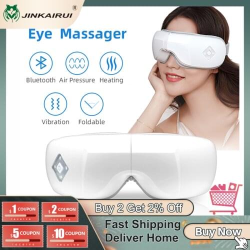 Jinkairui Smart Airbag Vibration Eye Massager Heating Eye Care Instrument with Bluetooth Music Relieves Fatigue Dark Circles