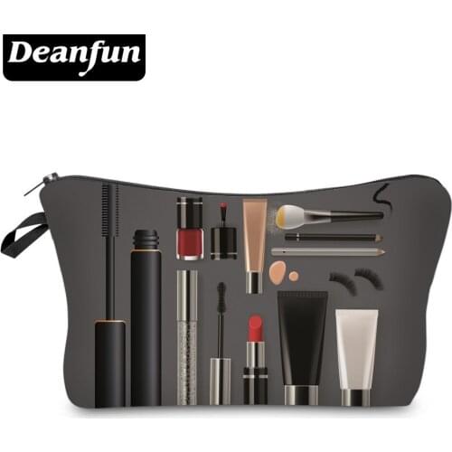 Deanfun Cosmetic Bag New Fashion Black 3D Printed Zipper Polyester Travel Organizer Necessary Womens Makeup 50752