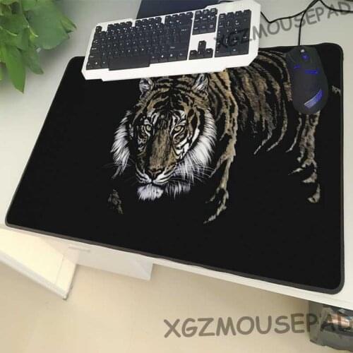 XGZ Animal Large Size Mouse Pad Black Lock Edge Fierce Tiger Laptop Rubber Table Mat Non-slip Control Version for The Lol Gamer