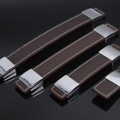 JD Leather Handle Brown Handle Cabinet Door Handle Drawer Furniture Hardware Wardrobe Single Hole Double Hole