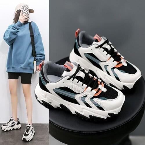 Fashion Big Sole Chunky Sneakers Women Platform Casual Vulcanize Shoes Breathable Lace Up Running Shoes Spring Winter