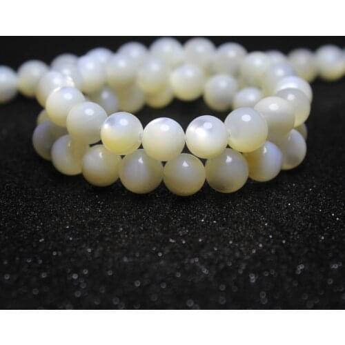 Natural White Pearl Shell Glitters Round Beads For Jewelry Making DIY Bracelet Necklace 4/6/8/ mm Strand 15.5' Wholesale