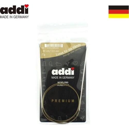 Addi 105-7-80cm Circular Knitting Needles with Brass-Tips and Gold Cords