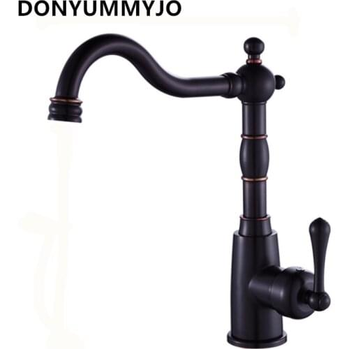 Kitchen Faucets Deck Mounted Brass Black Finished 360 Degree Rotation with Water Saving Features Mixer Tap Crane For Kitchen