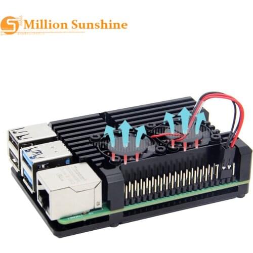 Raspberry Pi 4 4B Metal Case Raspberry Pi Case with Dual Cooling Fan Aluminium Alloy Protection Cases for RPI 4B RPI101
