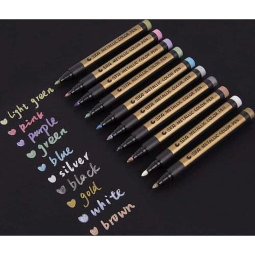 Metallic Permanent Paint Marker brush Pen Line For Birthday Card Ceramic Glass Plastic Paper Writing markers manga art supplies