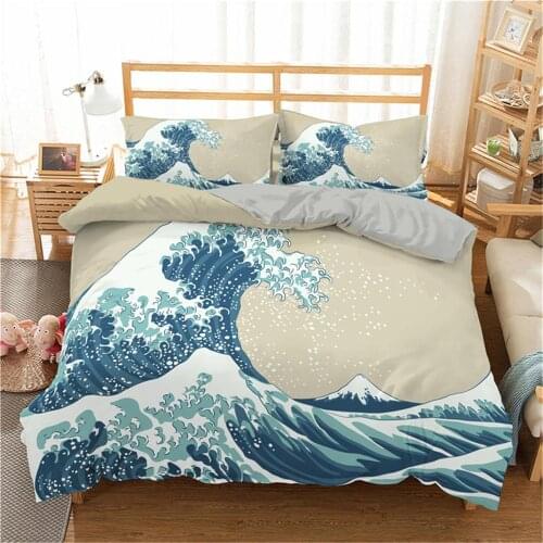 Fashion 3d Wave Bedding Set Printing Quilt Cover Queen Size Sheet Quilt Cover 2/3 PCS of Bedding Set