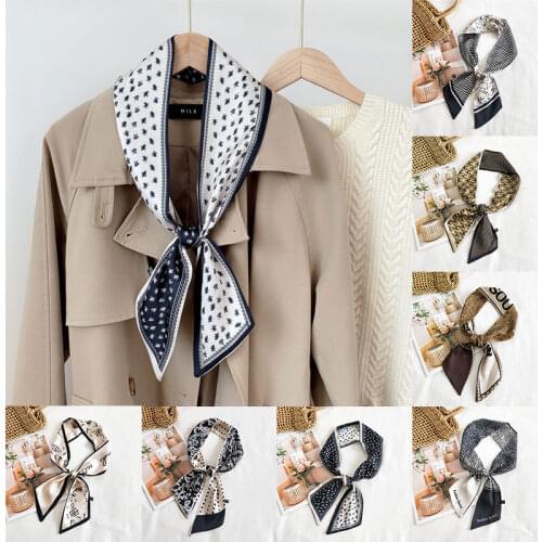 Fashion Long Skinny Silk Satin scarf For Women Hair scarf Wrap Femme Handkerchief Ribbon Neck Hair Ties Scarves Shawls