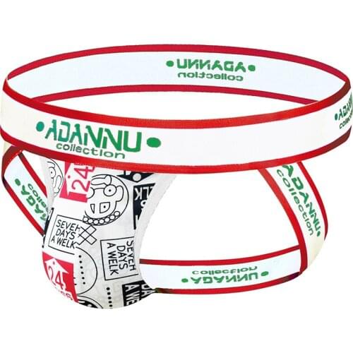 ADANNU Brand men underwear sexy gay jockstrap men thongs and g string cueca tanga slip hombre cotton male panties erotic gay