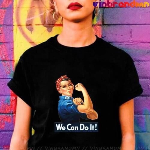 We Can Do It! Ladies Tee Rosie The Riveter Poster T-shirt Vintage Art Print Brand apparel Womens Hipster Short Sleeve Tee Tops