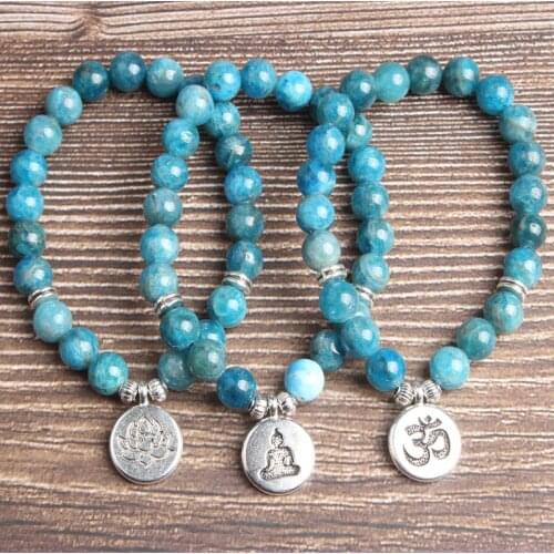 LanLi natural Jewelry 8 mm apatite loose beads bracelet men and women Giving presents and self use