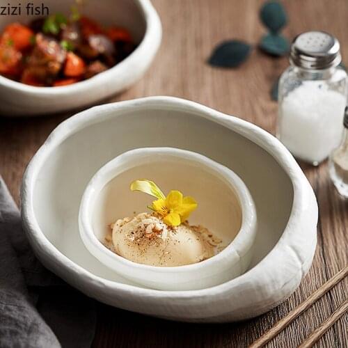 Creative Alien Irregular Dinner Plate Dish Bowl Home Snack Dessert Bowl White Ceramic Salad Plate Kitchen Utensils Porcelain New