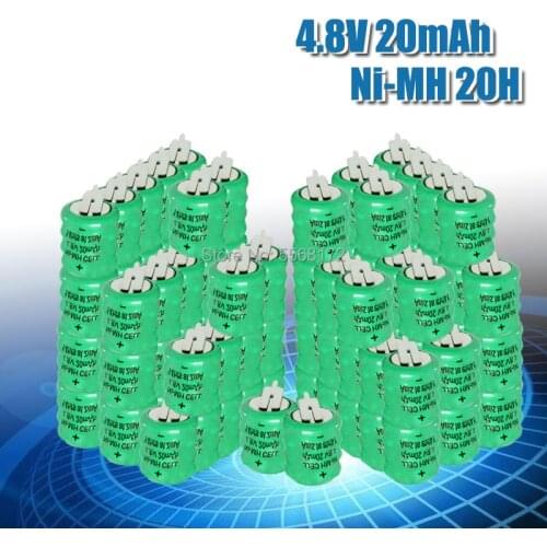 10-100pcs 4.8V 20MAH Ni-MH Button Rechargeable Battery For Car LED Torch Lenser 7575 or PLC Data backup power