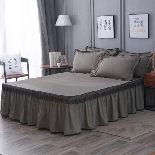 2020 new products Polyester grinding Bedspread Fitted Sheet Pillowcases 2/3pcs Pure color Pleated lace Princess Bedding