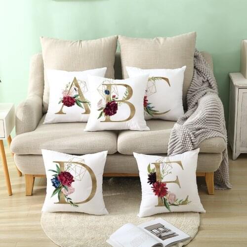 2021 New Nordic Geometric Gold English Alphabet Floral Cushion Cover Hot Decorative White Pillows Cover Sofa Throw Pillows Case
