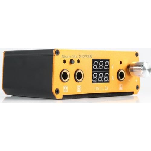 New Professional Mini TPower Dual Power Supply Golden/Black with Power Adaptor for Coil & Rotary Tattoo Machines