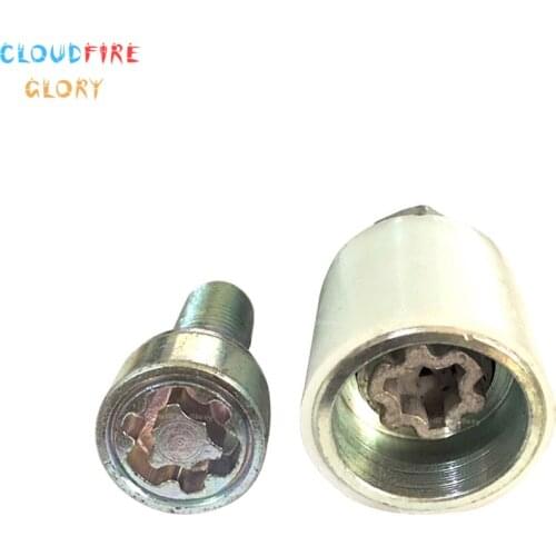 CloudFireGlory 4F0698139C 806 x2 Wheel Lock Anti Theft Screw Lug Bolt & Key Tool Code Stamp "F" For AUDI A3 A4 A5 A6 A7 S5 S6 TT