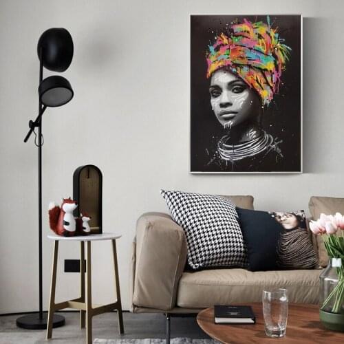Modern Style Women African Woman Canvas Painting Wall Art Nordic Posters and Prints Wall Pictures for Living Room Decoration