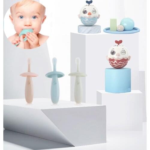 Super soft silicone training toothbrush cute baby oral care toothbrush baby teething training toothbrush 6 months-2 years old