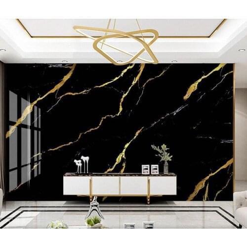 Waterproof Black Gold Marble Contact Paper for Hotel Cloth Paper Wall Art Luxury High Quality 3d Brick Wallpaper Canvas Mural
