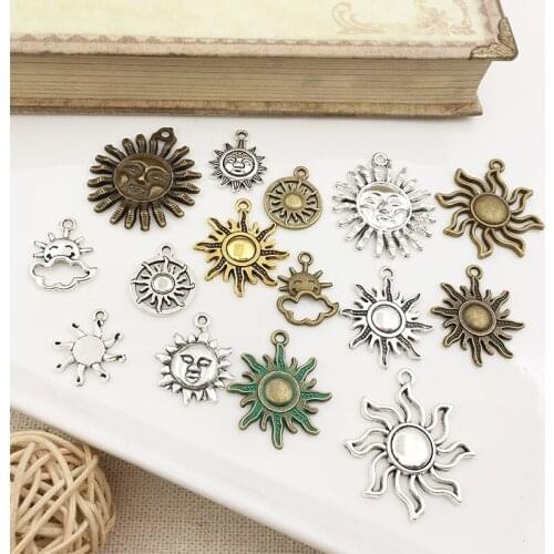 Sun Charms Pendants DIY Jewelry Making Alloy Findings Accessory For Necklaces Earrings
