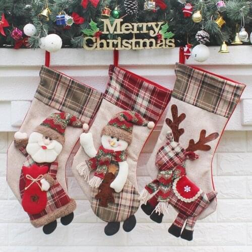 Christmas Gifts Christmas Santa Claus Snowman Socks Candy Bag Kids Gift Christmas tree decorations navidad 2019