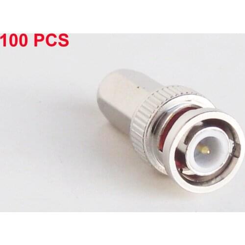 100Pcs Twist-on BNC Male RG59 Coaxial Connector Adapter For CCTV Security Camera