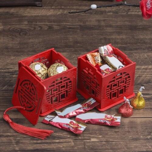 New 2Pcs Xi Letter Hollow Out Candy Chocolate Sweet Box Chinese Wedding Party Favors