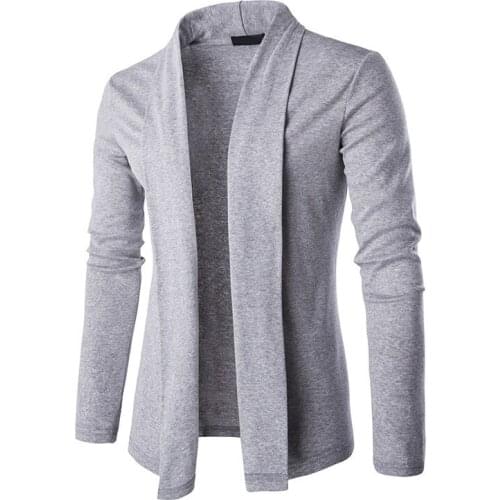 M-2Xl 2021 Autumn Mens Cardigans Male Slim Fit Long Sleeve Knitted Cardigan Black Gray Casual Mens Knitwear