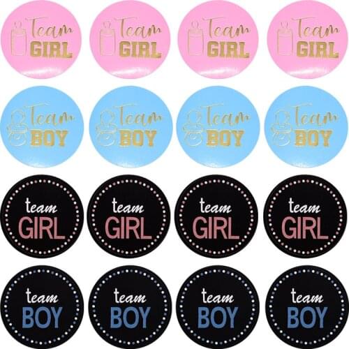 24/48pcs Team Boy Team Girl Stickers Decoration Baby Shower Sticker Its Boy Girl Vote Gift Bag Sticker for Gender Reveal Party