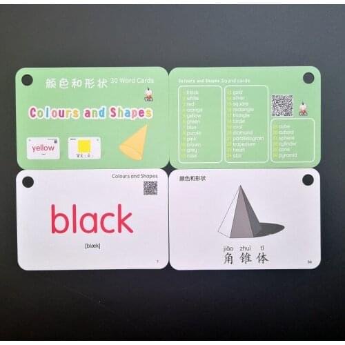 32Pcs/Set Numbers Colors and Shapes Chinese & English Flash Cards Pocket Card Baby Chlidren Educational Toys