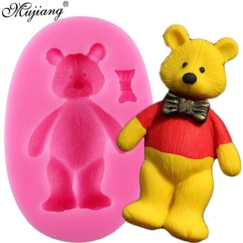 3D Cute Bear Silicone Mold Polymer Clay Soap Molds Fondant Cake Decorating Tools DIY Cookie Baking Candy Chocolate Gumpaste Mold