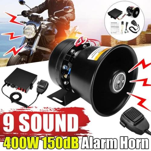 400W 12V 9 Sounds 150dB Wireless Electronic Siren Loud Car Warning Alarm Police Fire Siren Horn Car Horn Home Speaker System