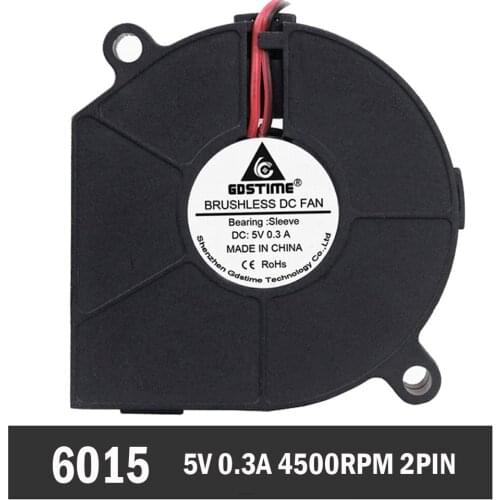 50pcs 5V 60mm 6cm 60mmx15mm DC Brushless Cooler Cooling DC Centrifugal Blower Fan Sleeve Bearing Heatsinks Radiator 6015