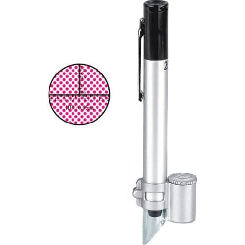 50X Mini Microscope with Scale Pen Type Electronic Microscope Mini Portable Medical Coin Stamp Magnifying Glass Loupe