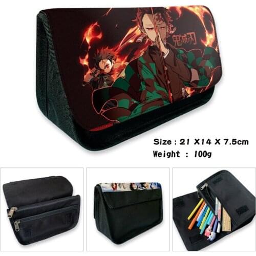 Anime Demon Slayer: Kimetsu No Yaiba Kamado Tanjirou Cartoon Pencil Bag Stationery Storage Bag Cosmetic Makeup Bag