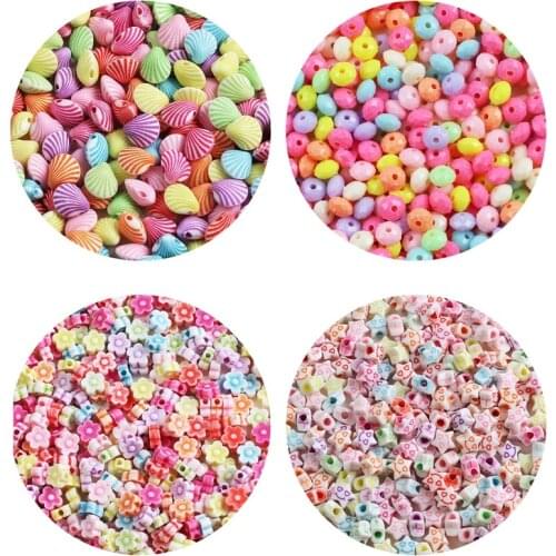 100pcs/lot Mixed Acrylic Beads Shell Stars Loose Spacer Beads for Needlework Jewelry Making Handmade Diy Bracelet Accessories