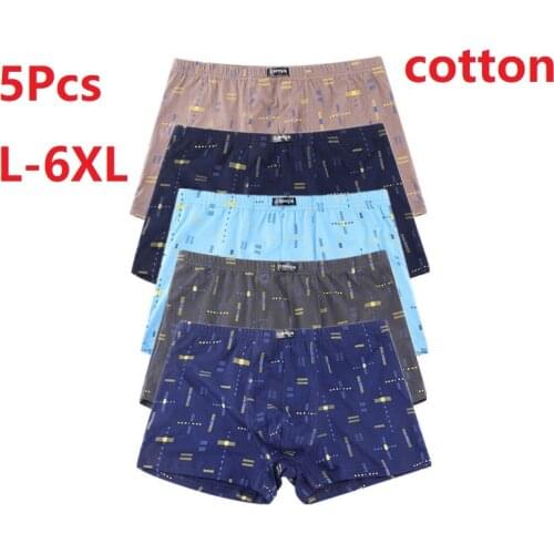5Pcs/Lot MenS Underwear Boxer MenS Cotton Loose Comfortable Breathable 6XL 115KG Large Printed Boxer Shorts