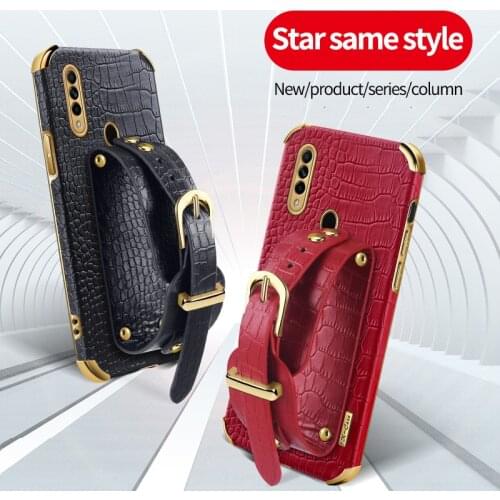 Wrist Strap Crocodile Leather Phone Case For Oppo A15 A74 A54 A94 A52 A53 A31 2020 RENO 5 Lite Realme GT Neo 7 8 Pro Cover