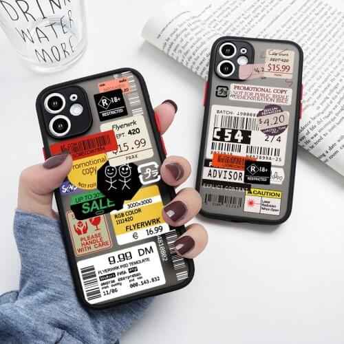 Ins Label Stamp Barcode Case For Samsung Galaxy S20 FE S8 S9 S10 Note 20 Ultra Plus 8 9 A21S A31 A41 A50 A51 A70 A71 A10 M31 Bag