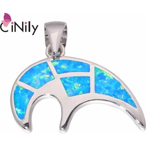 CiNily Created Blue Green Fire Opal Silver Plated Wholesale Hot Sell Jewelry For Women Christmas Gift Pendant 24mm OD6714-15