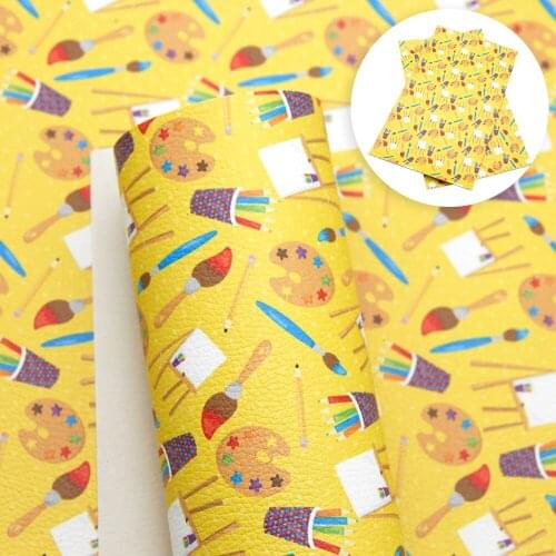 David accessories 20*33cm Cute Printed Lychee Faux Leather Fabric DIY Bow Bag Craft Decoration Synthetic Leather Sheets,1Yc9854