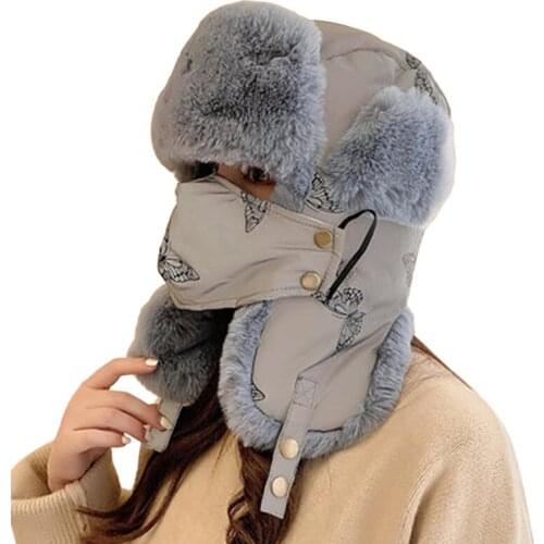 Available New Arrival Fashion Sweet Print Outdoor Cute Women Hat Winter Warm Cute Comfortable Fresh Vintage Bomber Hat