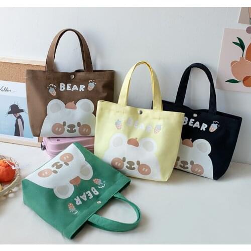 ECO-Friendly Reusable Tote Bag Luxury Pure Cotton Canvas Shopping Bag Portable Shoulder Bag for Women Cute Kits Storage Pouch